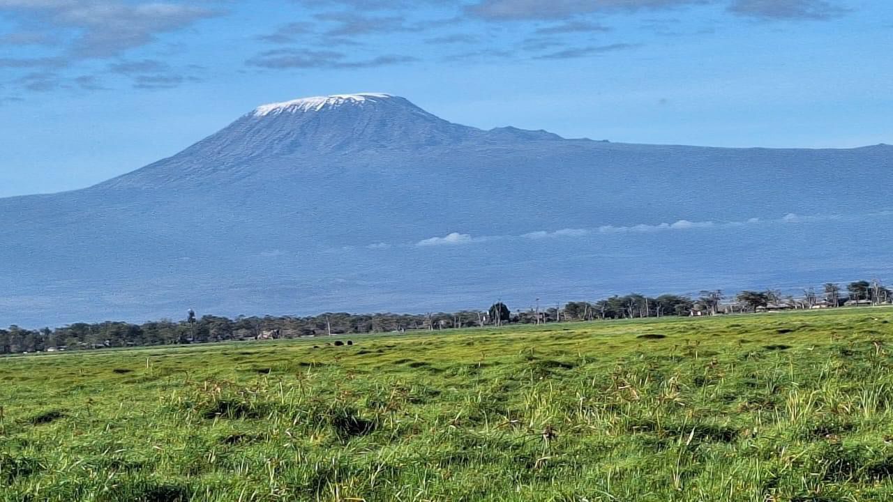 The view of Mountain Kilimanjaro from Amboseli national park.